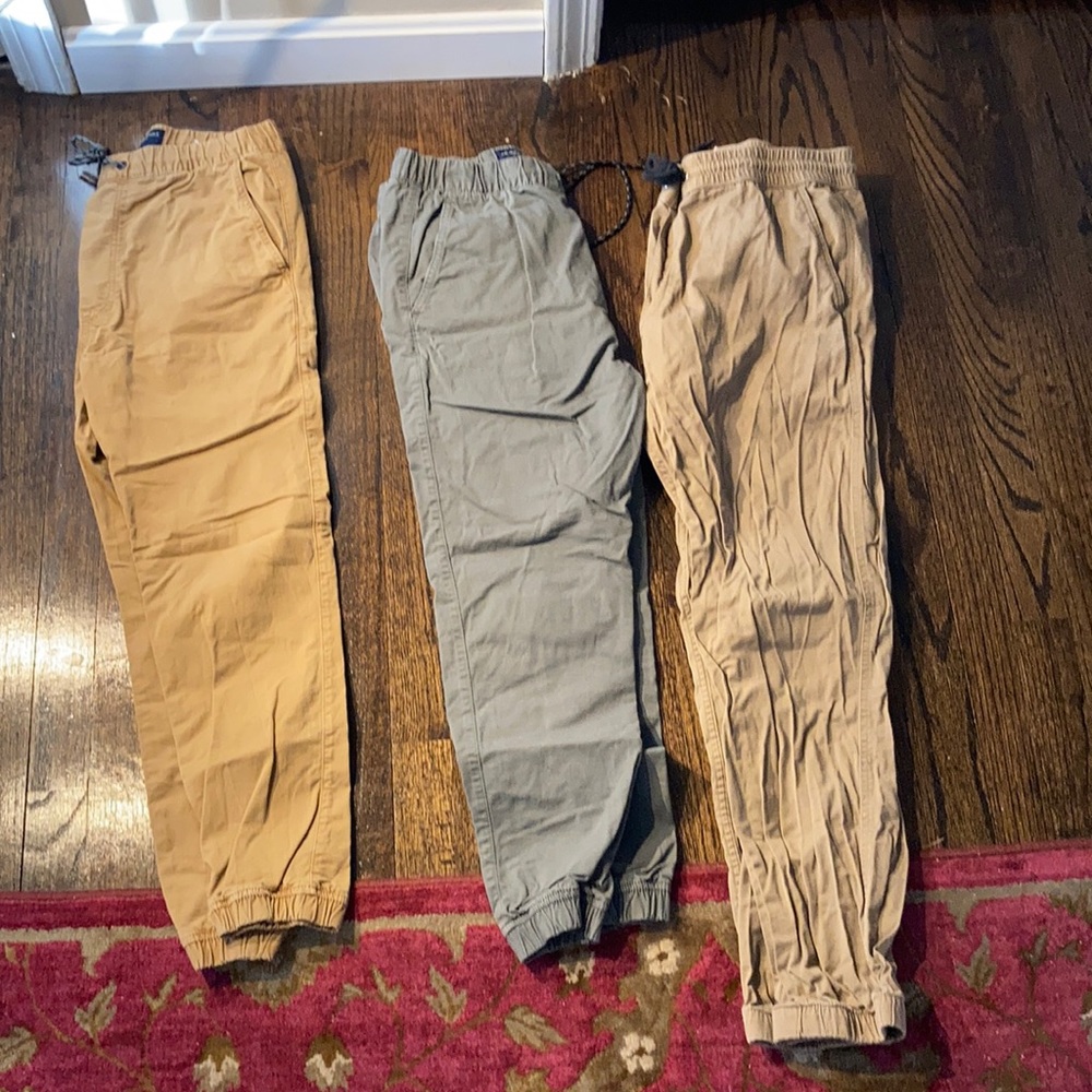 3 pairs of khaki stretch joggers